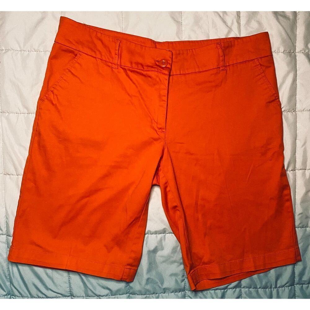Per Se orange Bermuda shorts size 8